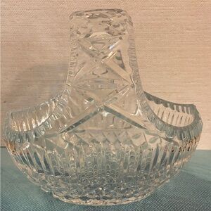 Vintage Heavy Large Lead Crystal Basket With Handle
